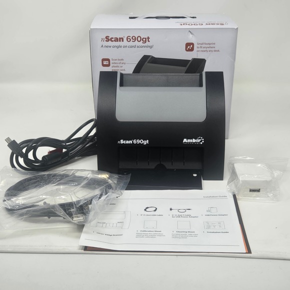 Ambir nScan 690gt Duplex ID Card Scanner DS690GT-2 Black Vertical Desktop USB